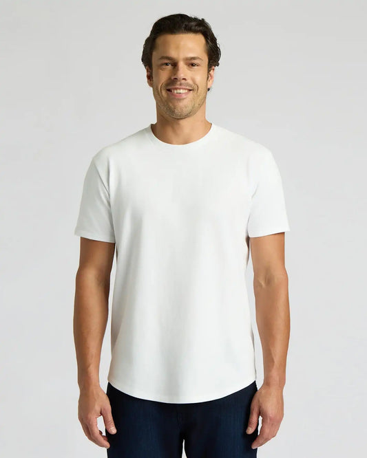 White Heavyweight Curved Hem Crew